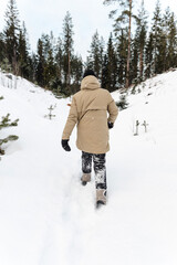 Person hiking in snow