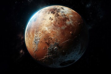 Obraz na płótnie Canvas Intriguing Pluton planet. System space surface. Generate Ai