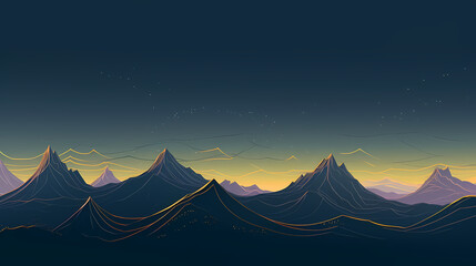 Mountain in oriental style, abstract art banner with geometric pattern