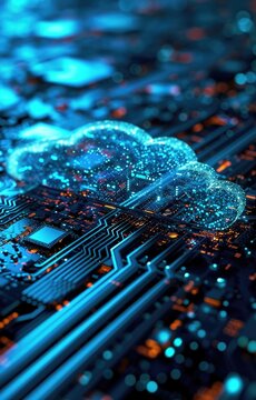 image of the hologram of the cloud, cloud technology, cloud storage,