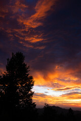 Beautiful Colorful Cloudy Sunrise Over Mountains in Boulder, Colorado