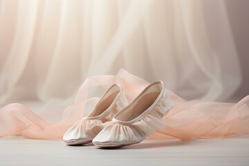 Dramatic Pointe shoes background. Elegance pink. Generate Ai