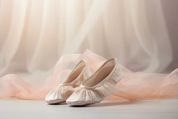 Photo sur Aluminium École de danse Dramatic Pointe shoes background. Elegance pink. Generate Ai