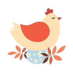 Happy Easter bird flat cartoon