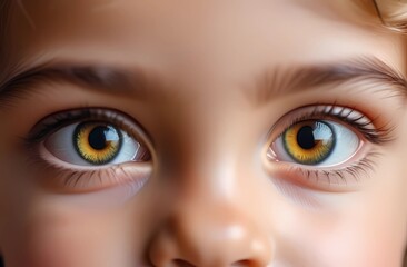 Naklejka premium The eyes of a cute little baby. Care and protection of children.