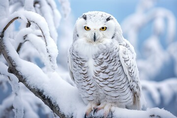 Majestic Polar owl winter. Animal bird. Generate Ai