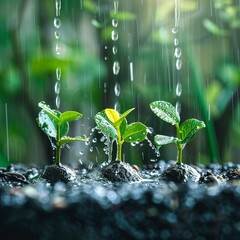 Venture capital rain watering entrepreneurial seeds - obrazy, fototapety, plakaty