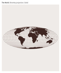 World Map. Bromley projection. Solid style. High Detail World map for infographics, education, reports, presentations. Vector illustration.