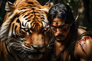User
a tiger and a man are two friends and have a common enemy , both are focusing on the same