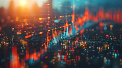 Fototapeta premium Market charts and stock graphs show a promising business growth with financial data indicating an upward trend.