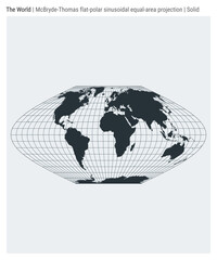 World Map. McBryde-Thomas flat-polar sinusoidal equal-area projection. Solid style. High Detail World map for infographics, education, reports, presentations. Vector illustration.