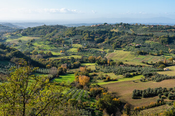 Fototapeta na wymiar Panoramic view from Casperia, medieval rural village in Rieti Province, Lazio (Italy)