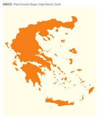 Greece plain country map. High Details. Solid style. Shape of Greece. Vector illustration.