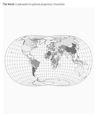 World Map. Laskowski tri-optimal projection. Countries style. High Detail World map for infographics, education, reports, presentations. Vector illustration.