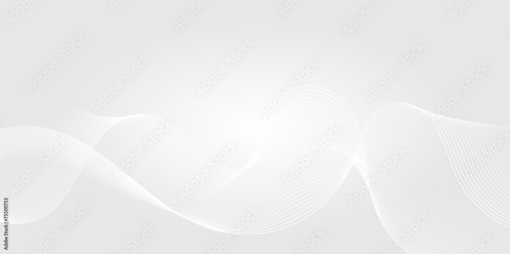 Wall mural gray and white abstract background with flowing particles. digital future technology concept. abstra