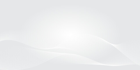 Gray and white abstract background with flowing particles. Digital future technology concept. Abstract white paper wave background and abstract gradient and white wave curve lines.
