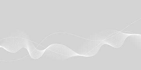 Gray and white abstract background with flowing particles. Digital future technology concept. Abstract white paper wave background and abstract gradient and white wave curve lines.

