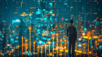 view from window with graph of finance plans 