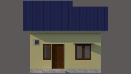 2D Illustration of A Small House-Building Exterior