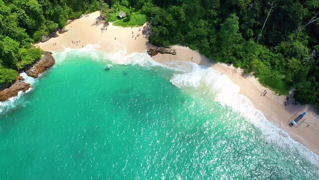 Teluk Hijau Beach Aerial View, Meru Betiri National Park, Banyuwangi, East Java, Indonesia