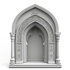 light grey icon islamic prayer niche isolated on white