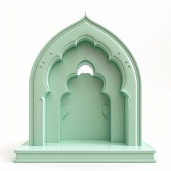 Fototapeta premium light green icon islamic prayer niche isolated on white