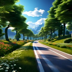 Road in the forest Ai geb\nerative arty illustration design Ai Generative,