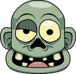 A creepy green zombie in cartoon style