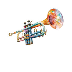cute trumpet vector illustration in watercolour style