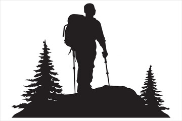 hiker silhouette vector illustration