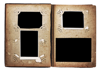 old photo album isolated on transparent background, PNG clip art.