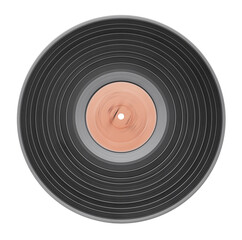 Old vinyl record isolated on transparent background, PNG clip art.