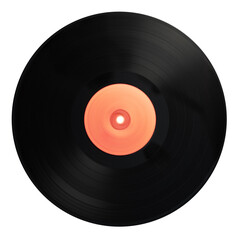 Old vinyl record isolated on transparent background, PNG clip art.