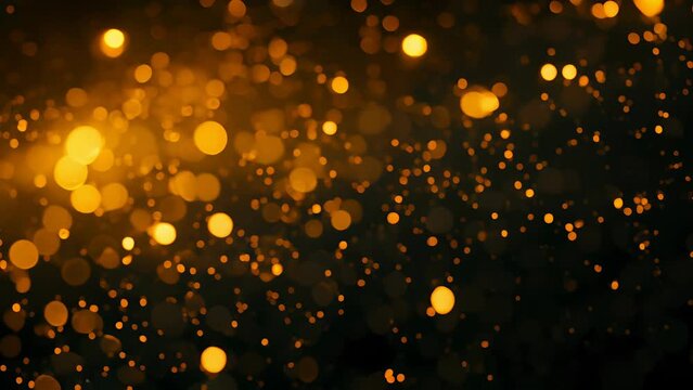 blurry gold and black with many small circles. The circles are scattered throughout the image, creating a sense of movement and energy. Scene is one of excitement and celebration