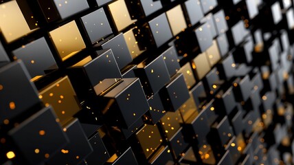 Obraz premium Gold and black 3d cube abstract pattern background 