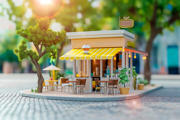 small street cafe of three-dimensional elements, 3d model