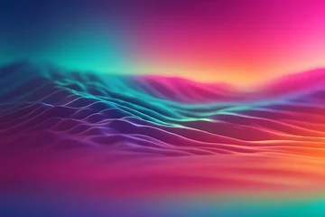 Foto op Canvas abstract background with waves and lines in blue, pink and purple colors © ASGraphics