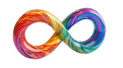 Rainbow Infinity Symbol for Neurodiversity. 3d style. shiny colorful glass sign