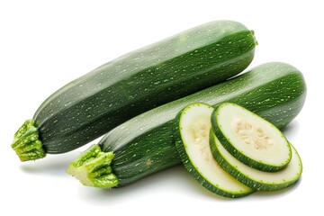 Fresh Green Zucchini Slice Isolated on White Background for Organic Vegetable Concept