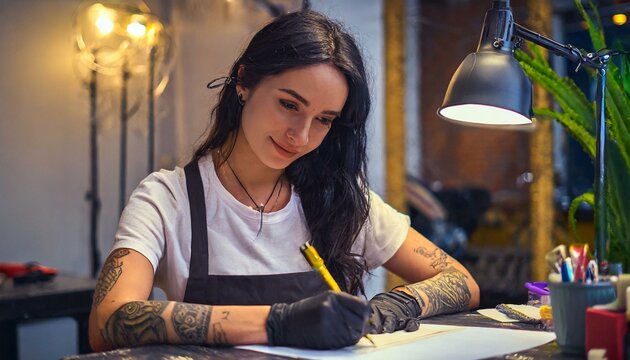tattoo artist making drawing