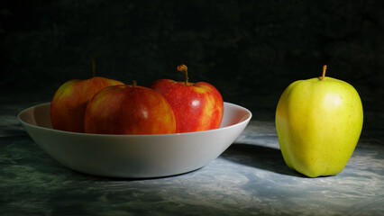 Green and red apple - unique abstract