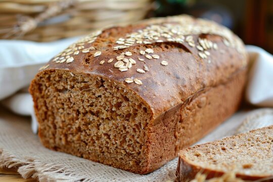 Healthy and Delicious Whole Wheat Bread Loaf with Flax, Oat, Millet and Grains, Perfect for Nutritious Eating