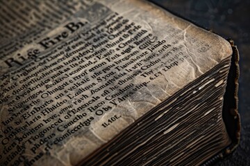 Naklejka premium Incredible Antique Dictionary: Close-up of Aged English Book Page with Word Incredible on Black Abstract Background
