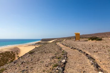 Stickers muraux Plage de Sotavento, Fuerteventura, Îles Canaries Wanderweg oberhalb der Playa de Sotavento, Fuerteventura