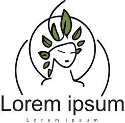 Spa logo template, flower girl minimalist design vector