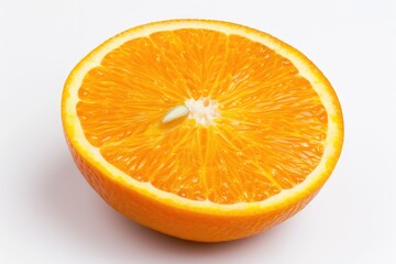 Juicy Orange Half. Isolated Round Citrous Fruit Slice Ripe and Ready on White Background