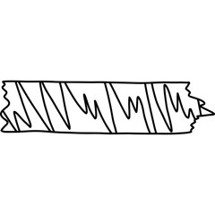 Cute doodle washi tape stripe with squiggle pattern. Adhesive tape with black and white ornament. Aesthetic decorative scotch tape with ragged edges for scrapbook, planner, notebook, craft.