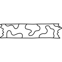 Cute doodle washi tape stripe with abstract blob pattern. Adhesive tape with squiggle black and white ornament. Aesthetic decorative scotch tape with ragged edges for scrapbook, planner, notebook.