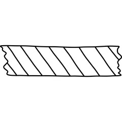Cute doodle washi tape stripe with obliquely line pattern. Adhesive tape with squiggle black and white ornament. Aesthetic decorative scotch tape with ragged edges for scrapbook, planner, notebook