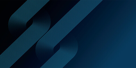 Modern dark blue abstract background with glowing blue gradient geometric lines. Geometric stripe line art design. Shiny blue lines pattern. - obrazy, fototapety, plakaty